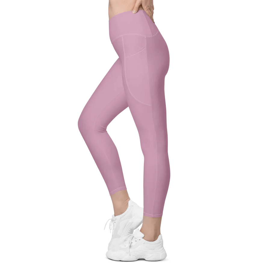 Plain Lilac Purple Soft Summer Women's High Waisted Premium Crossover Leggings with Pockets by Treasure Pie product image (5)