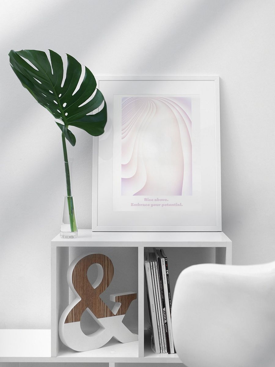 Rise Above Embrace Potential Poster, Inspirational Quote Print, Soft Pastel Wall Art, Modern Office Decor, Motivational Message Artwork product image (3)