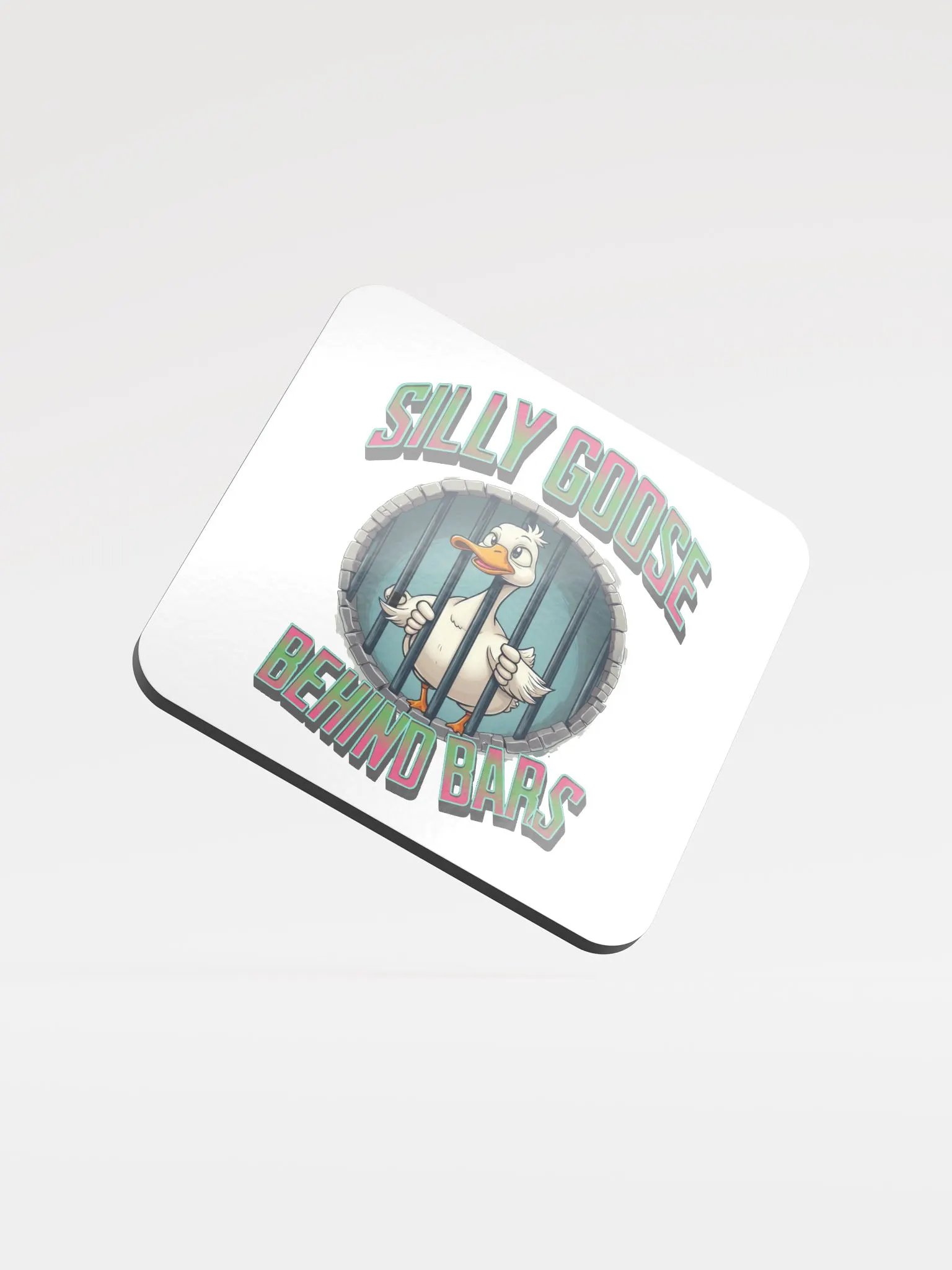 Silly Goose Behind Bars Glossed Cork Coaster product image (2)