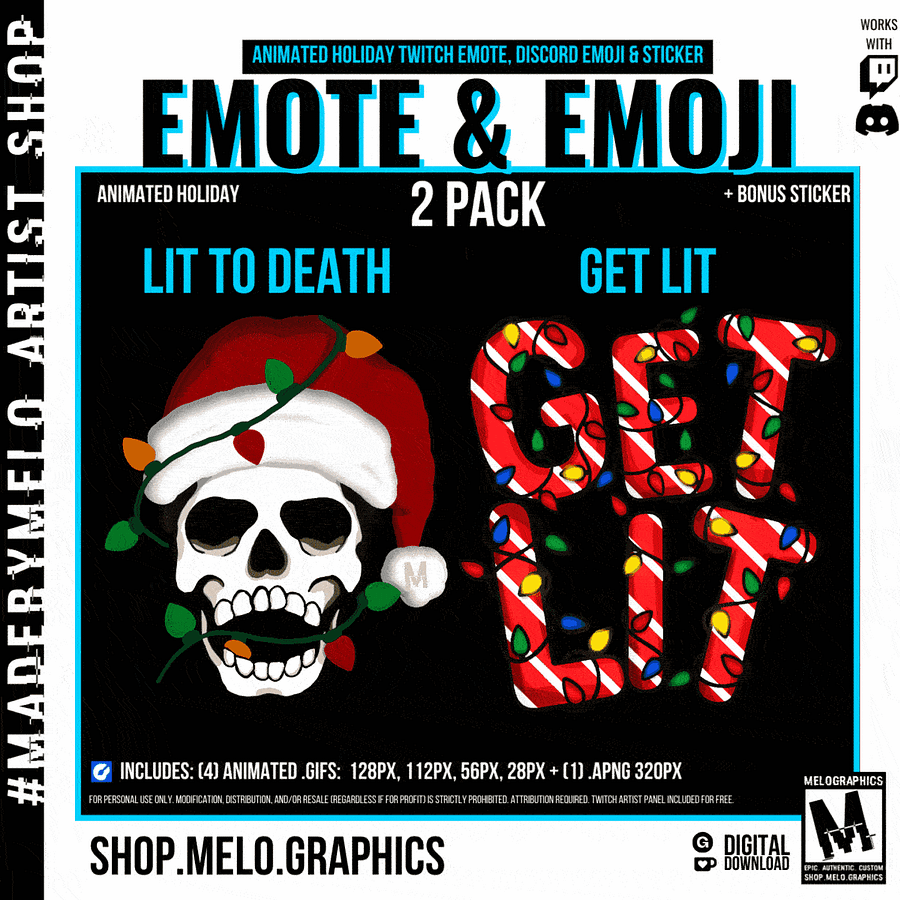 Holiday - Twitch/Discord Animated Emotes, Emojis, Sticker 2pk | #MadeByMELO product image (2)