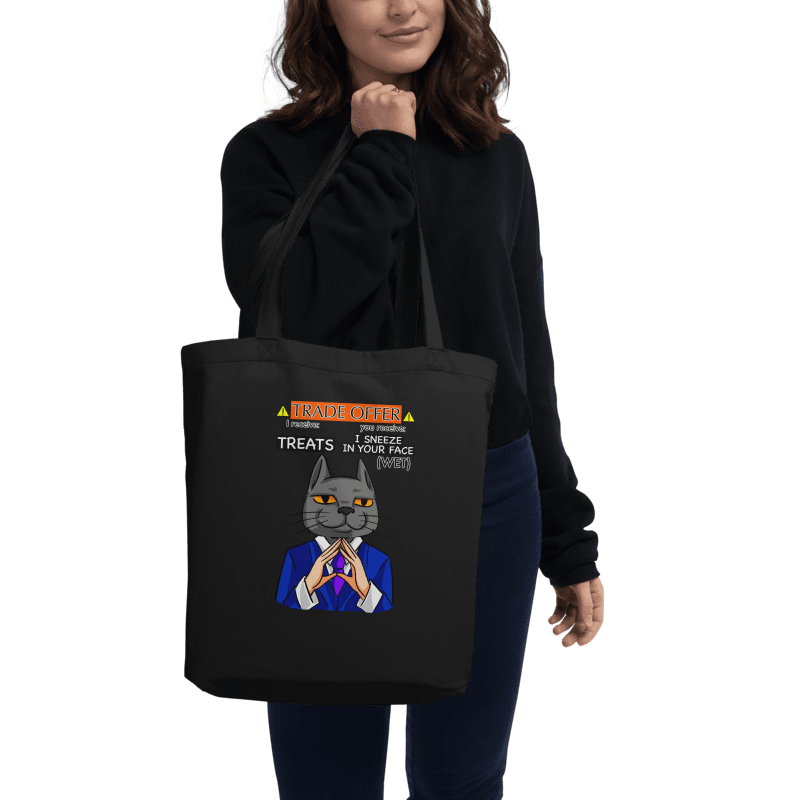 Trade Offer Human-Cat Meme Double Sided Totebag - Black product image (3)
