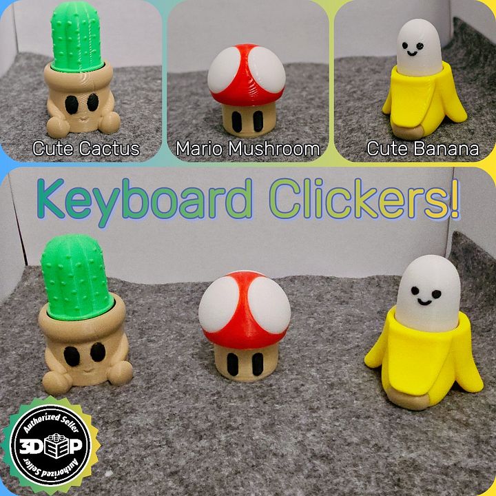 Cute Keyboard Keycap Clickers – Cactus, Mushroom, and Banana Artisan Keycaps | Fun Mechanical Keyboard Accessories product image (2)
