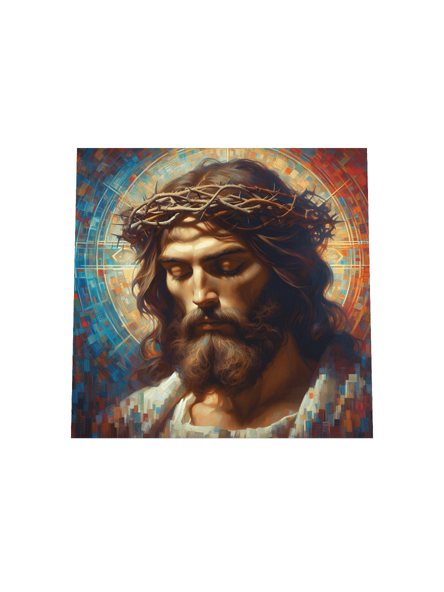 Jesus Christ Mosaic Crown of Thorns Wall Art | Modern Christ Art Canvas Print for Home & Church product image (17)