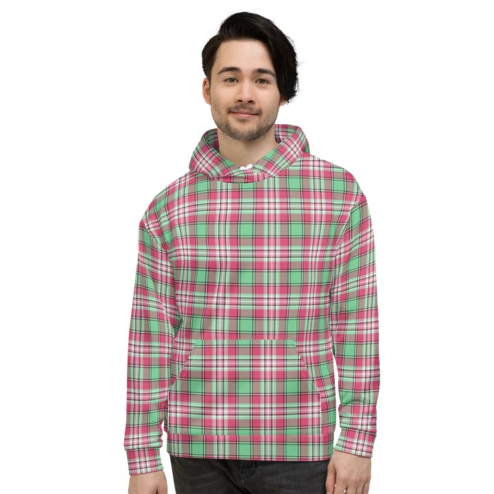 Mint Green and Pink Plaid Hoodie product image (2)