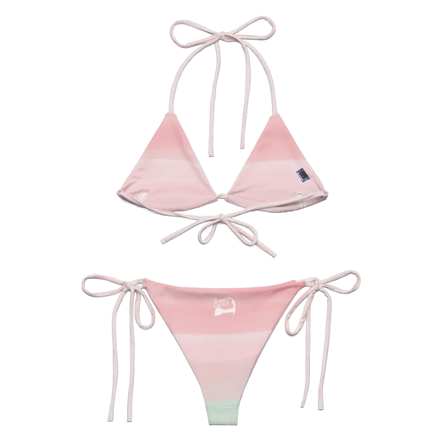 Pastel Pink Stripes String Bikini Set – BOURNE to Cape Cod™ | White Logos product image (3)