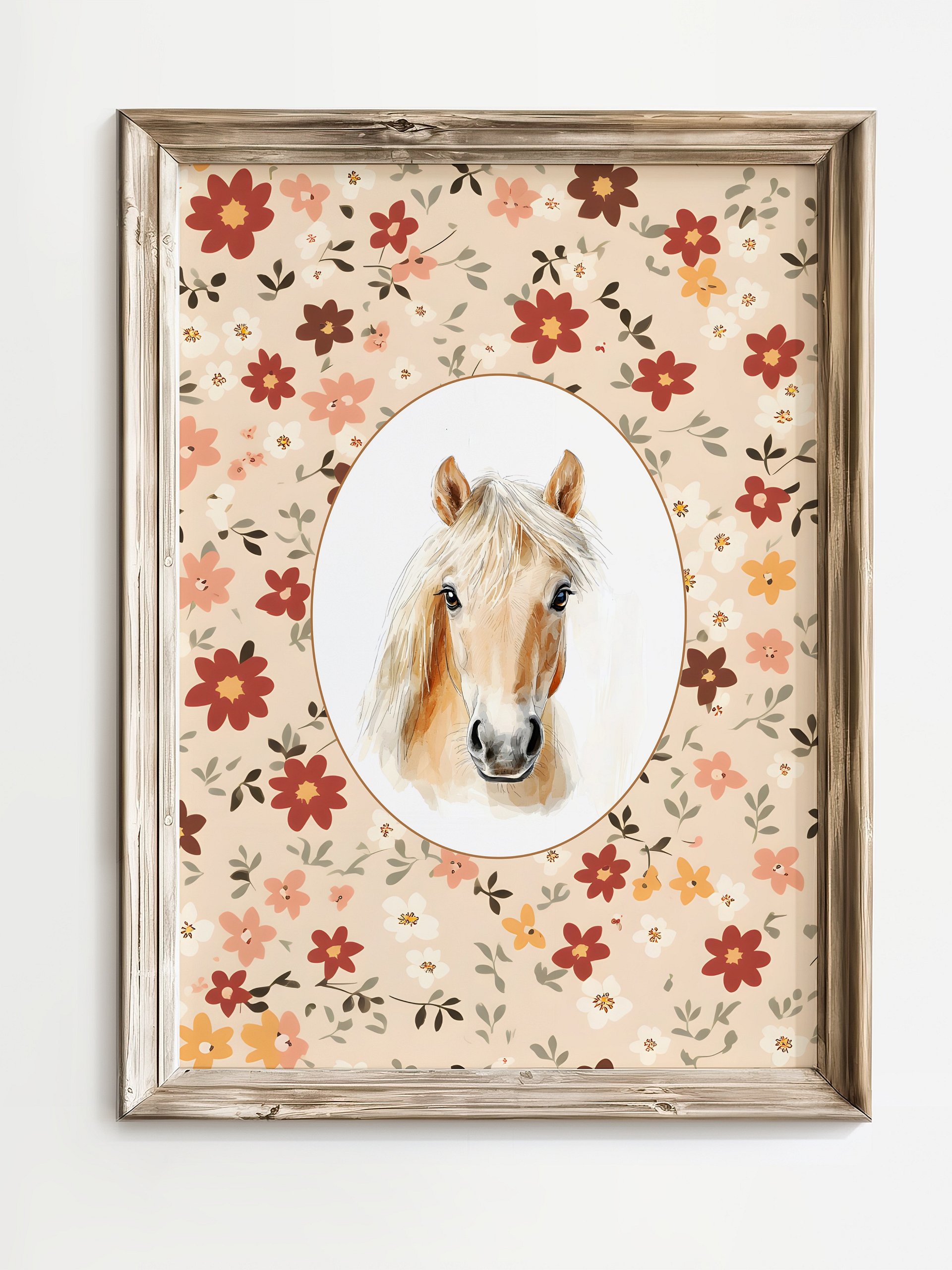 Horse on Boho Wildflower Pattern, Farmhouse Nursery product image (1)
