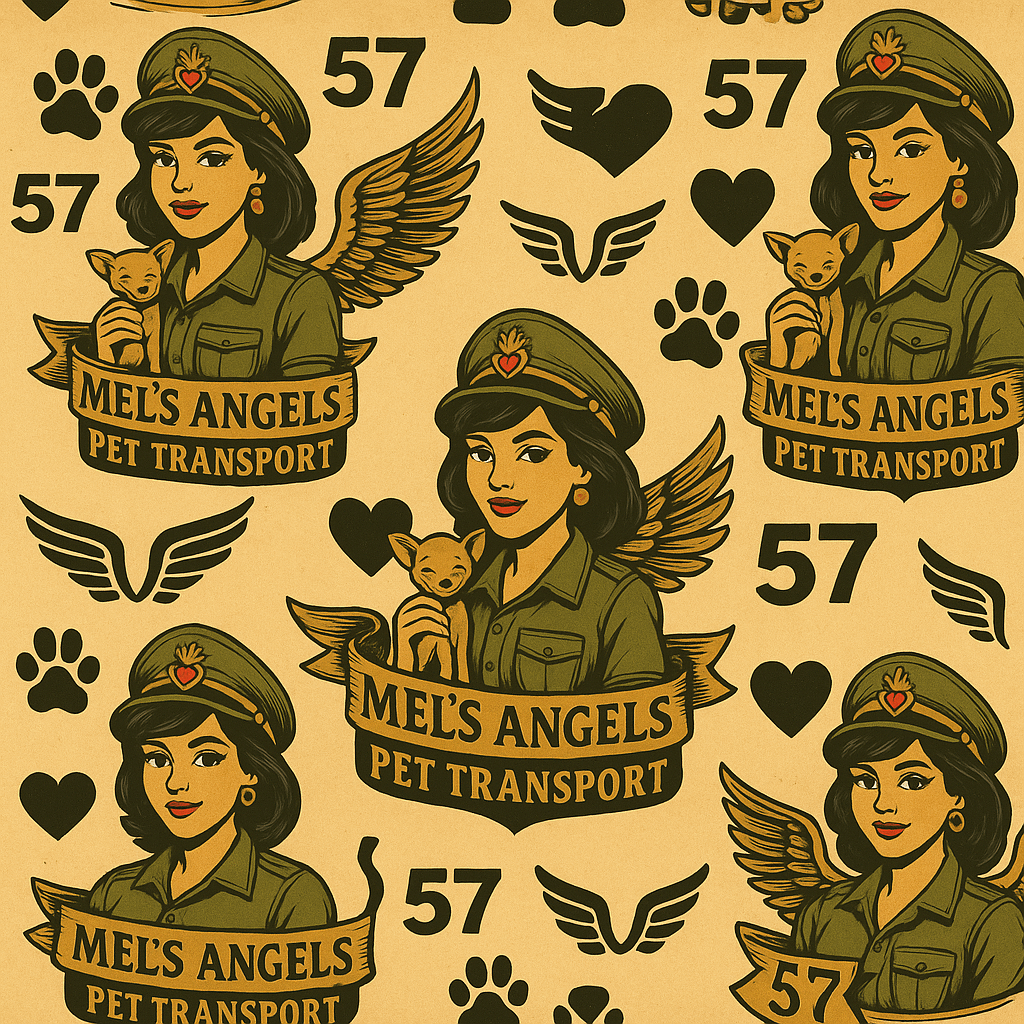 Mel’s Angels Retro Dog Collar & Leash Set – Vintage Pin-Up Pattern with Paw Prints, Hearts & Wings (Adjustable, Durable Pet Walking Gear) product image (3)