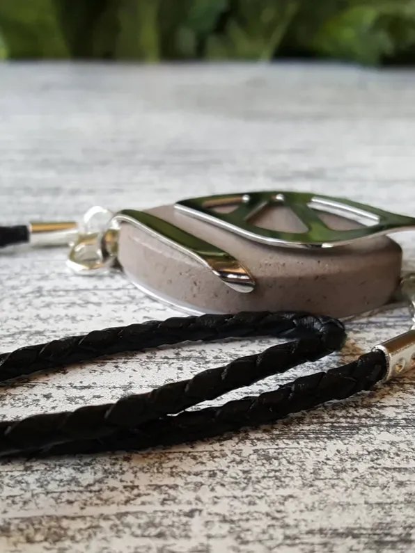 Black Leather Bolo Wrap Bracelet | Handmade Accessory for Bellabeat Leaf Urban & Ivy product image (2)