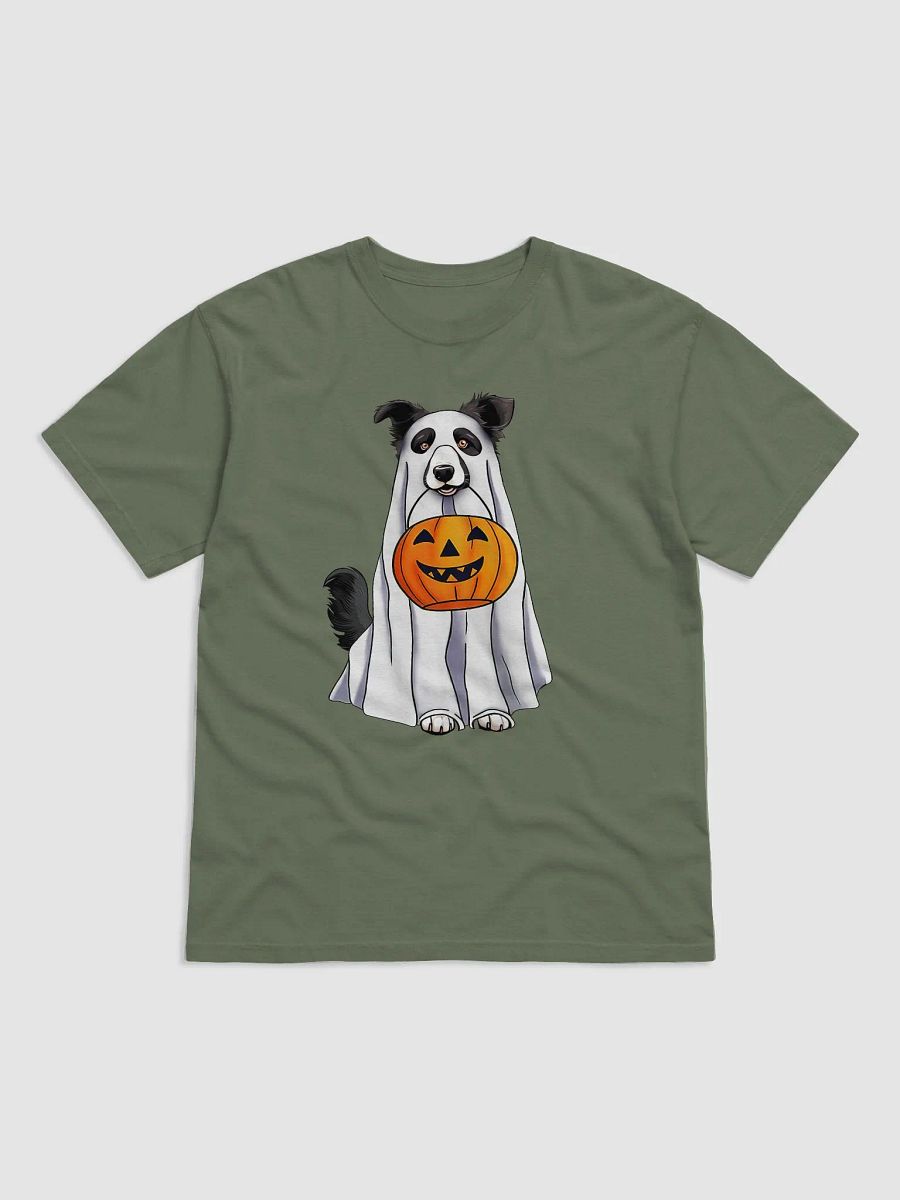 Border Collie Halloween Tee | Funny Halloween Border Collie Wearing a Ghost Costume with Pumpkin Basket product image (2)