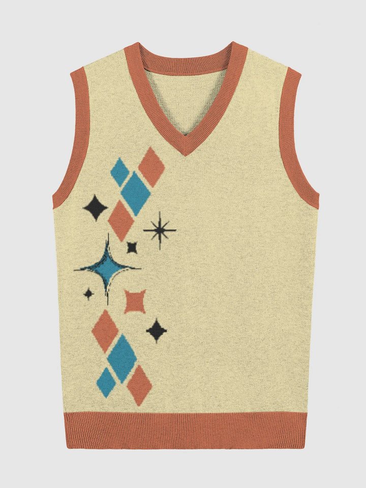 Mid-Century Mosaic Knitted V-Neck Vest product image (4)