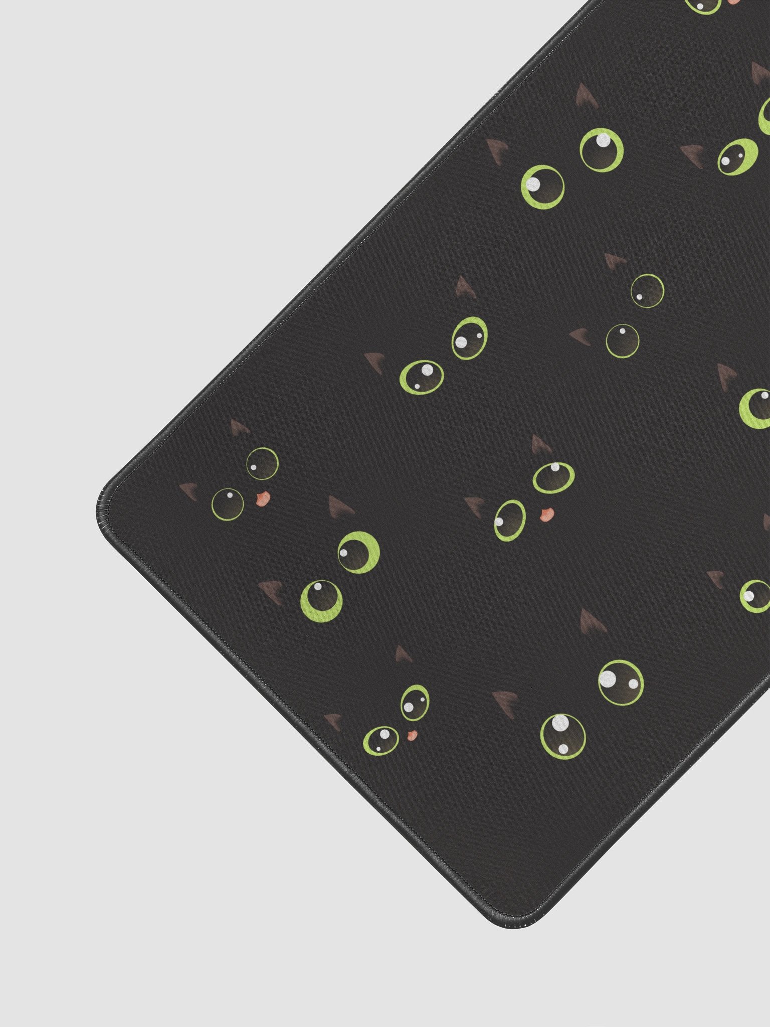 Cute Black Cat Faces (Green Eyes) Desk Mat 12" x 18" product image (2)