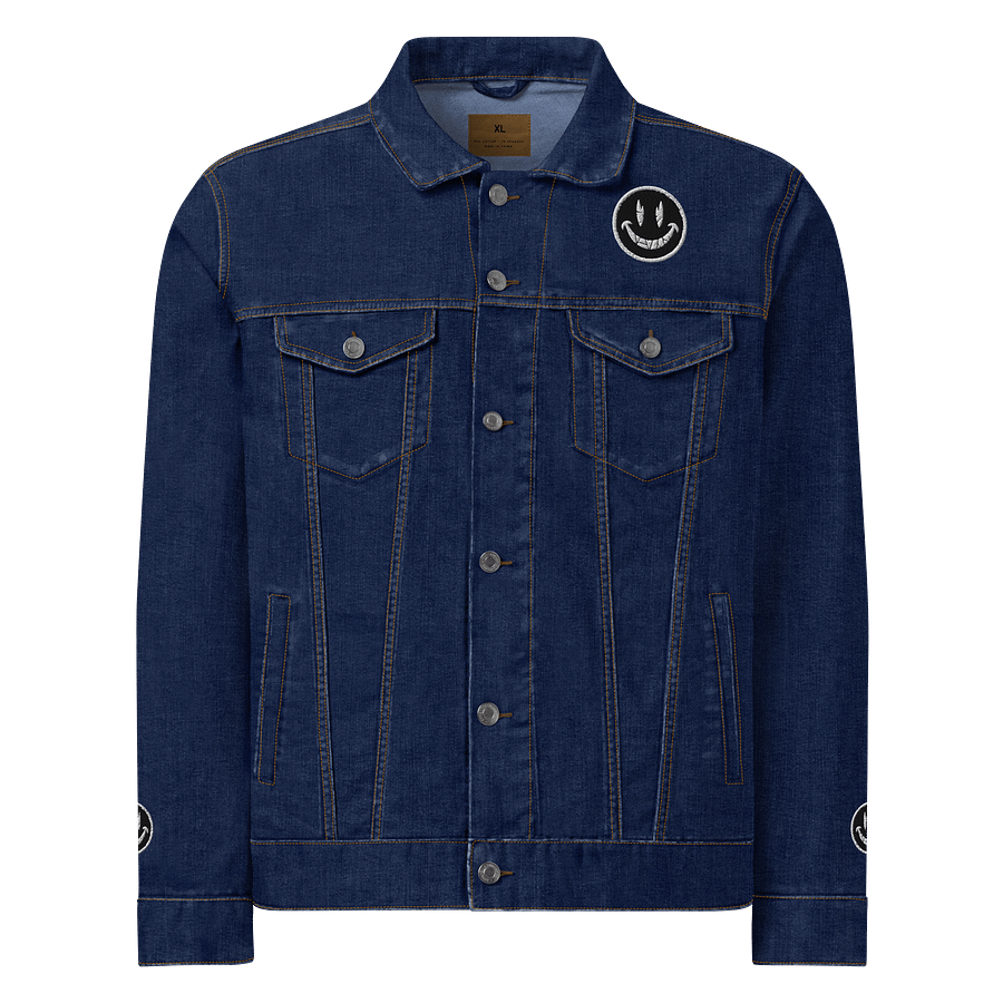 Grinning Face Distressed Denim Jacket product image (5)