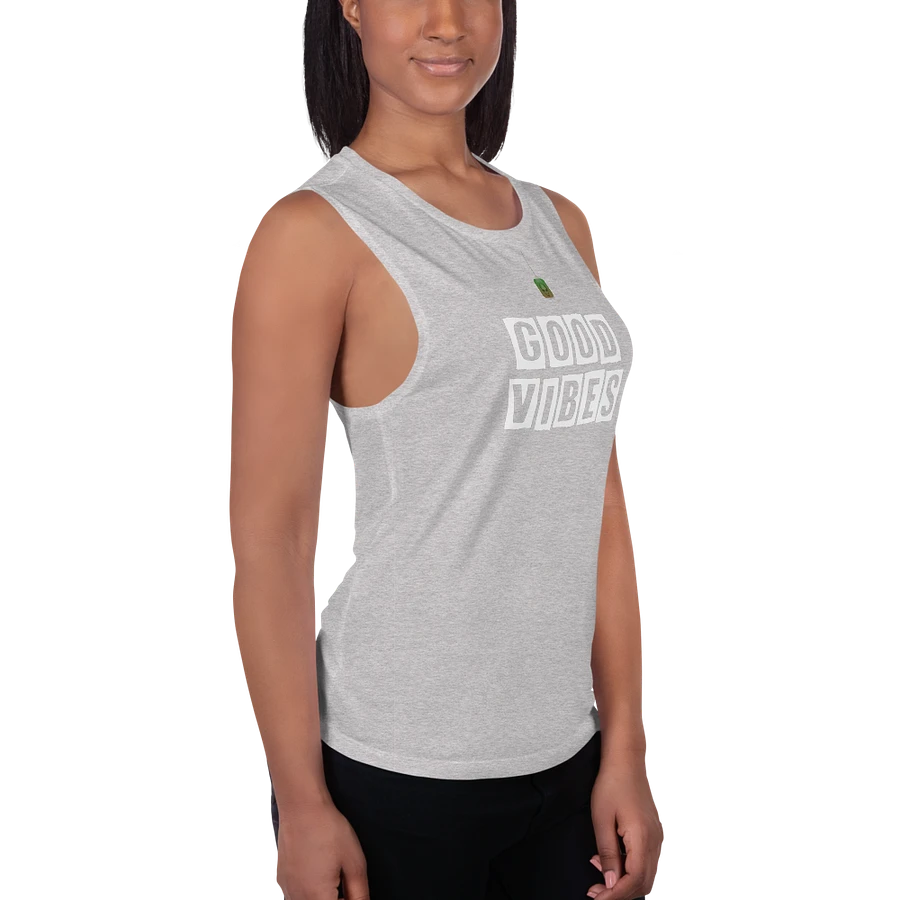 Good Vibes Ladies Vest Top White Lettering product image (15)