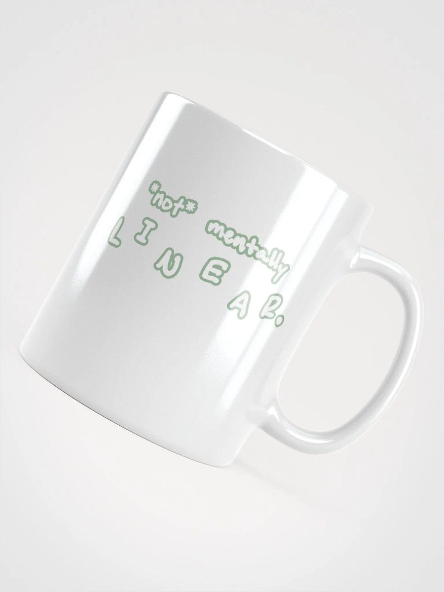 *not* mentally linear (lined design, #96B697) glossy white mug product image (8)