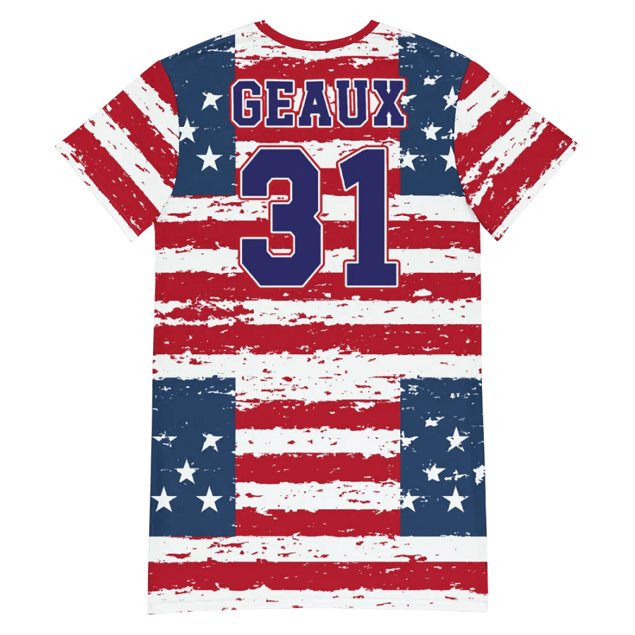 Geaux 31 (On Back) - Vintage Flag Pattern Patriots T-Shirt Dress product image (6)