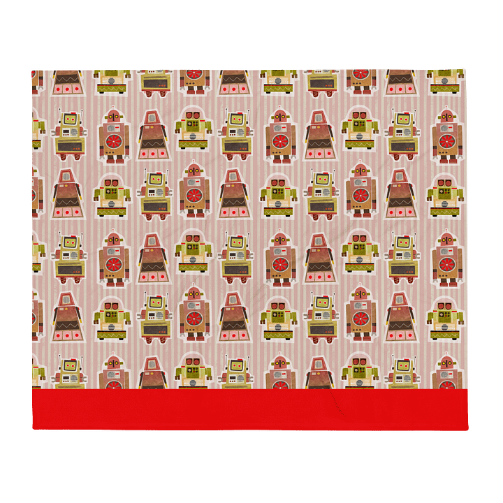 Large Print Atomic Robot Party - Blanket in Pink and Red product image (2)