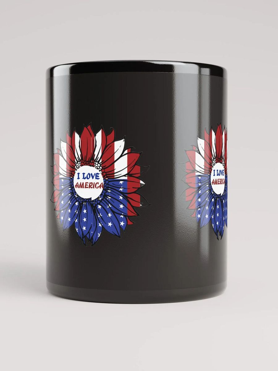 Black coffee mug whith a design, I LOVE AMERICA. product image (7)