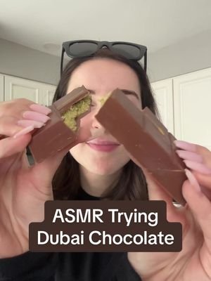 The dubai chocolate bar I made on my own was honestly just top tier but this one was still good. Always fun to crunch 😂 #asmr #dubaichocolate #whispering #asmrcrunch #whispering #mukbang #relaxingvideos  