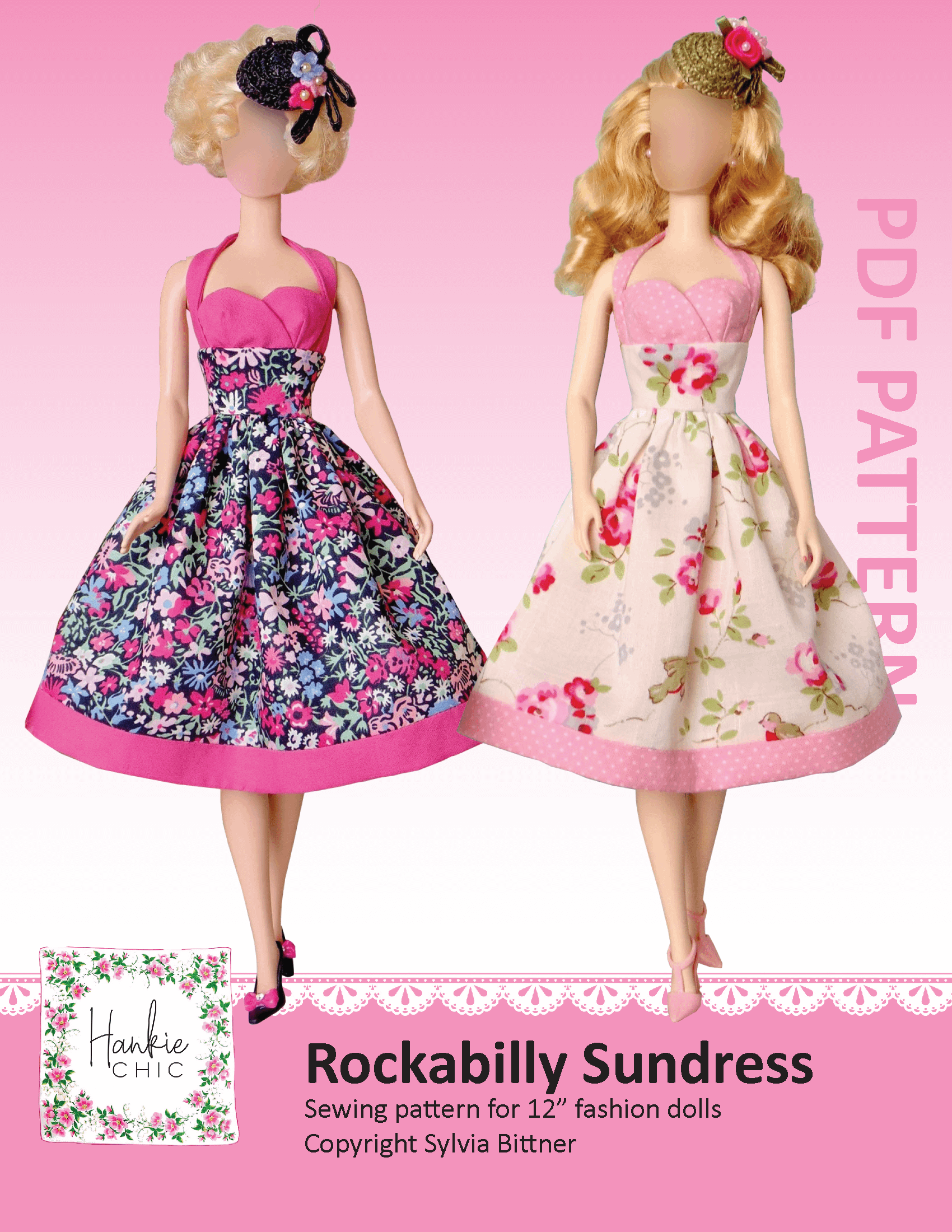 Rockabilly Sundress sewing pattern for 12" fashion dolls product image (1)