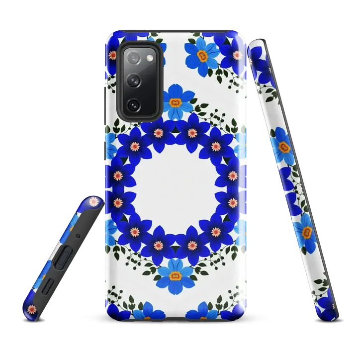 Tough Phone Case for Samsung® - Blue and Yellow Geometric Floral Design product image (1)