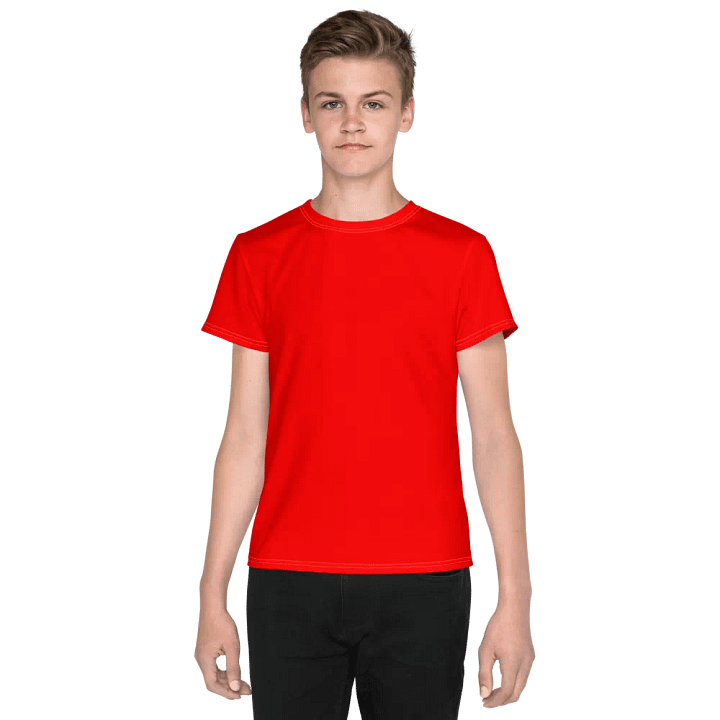 Youth Plain Color Red T-Shirt product image (1)