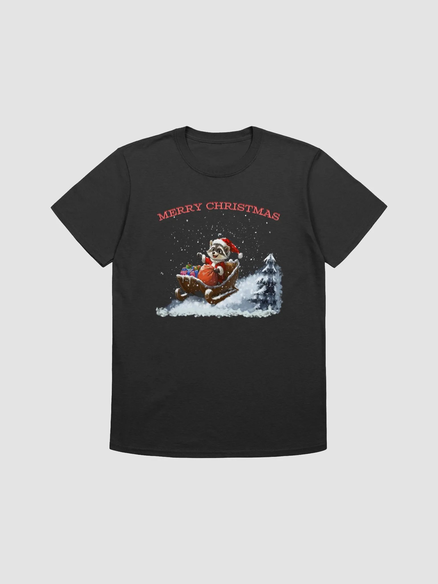 Santa Raccoon Sleigh Ride Christmas T-Shirt product image (1)