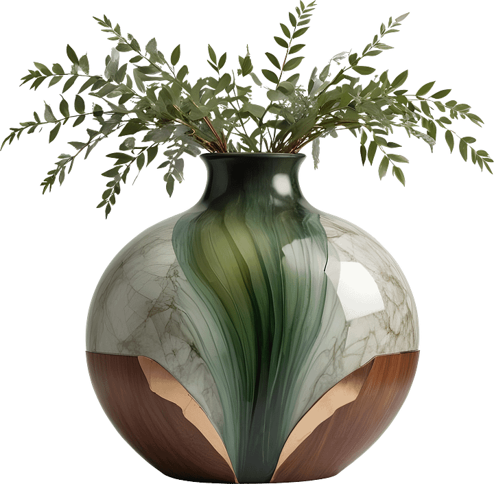 Luxe Botanique – Verdant Elegance Vase PNG product image (1)