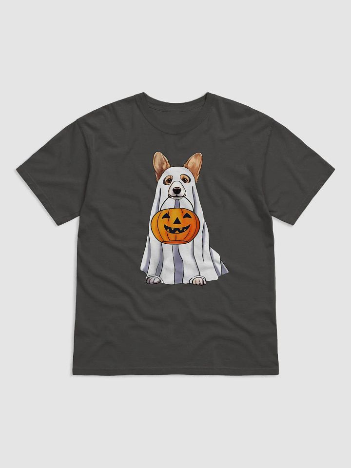 Welsh Corgi(Tricolor) Halloween Tee | Funny Fall & Halloween Corgi Wearing a Ghost Costume with Pumpkin Basket product image (7)