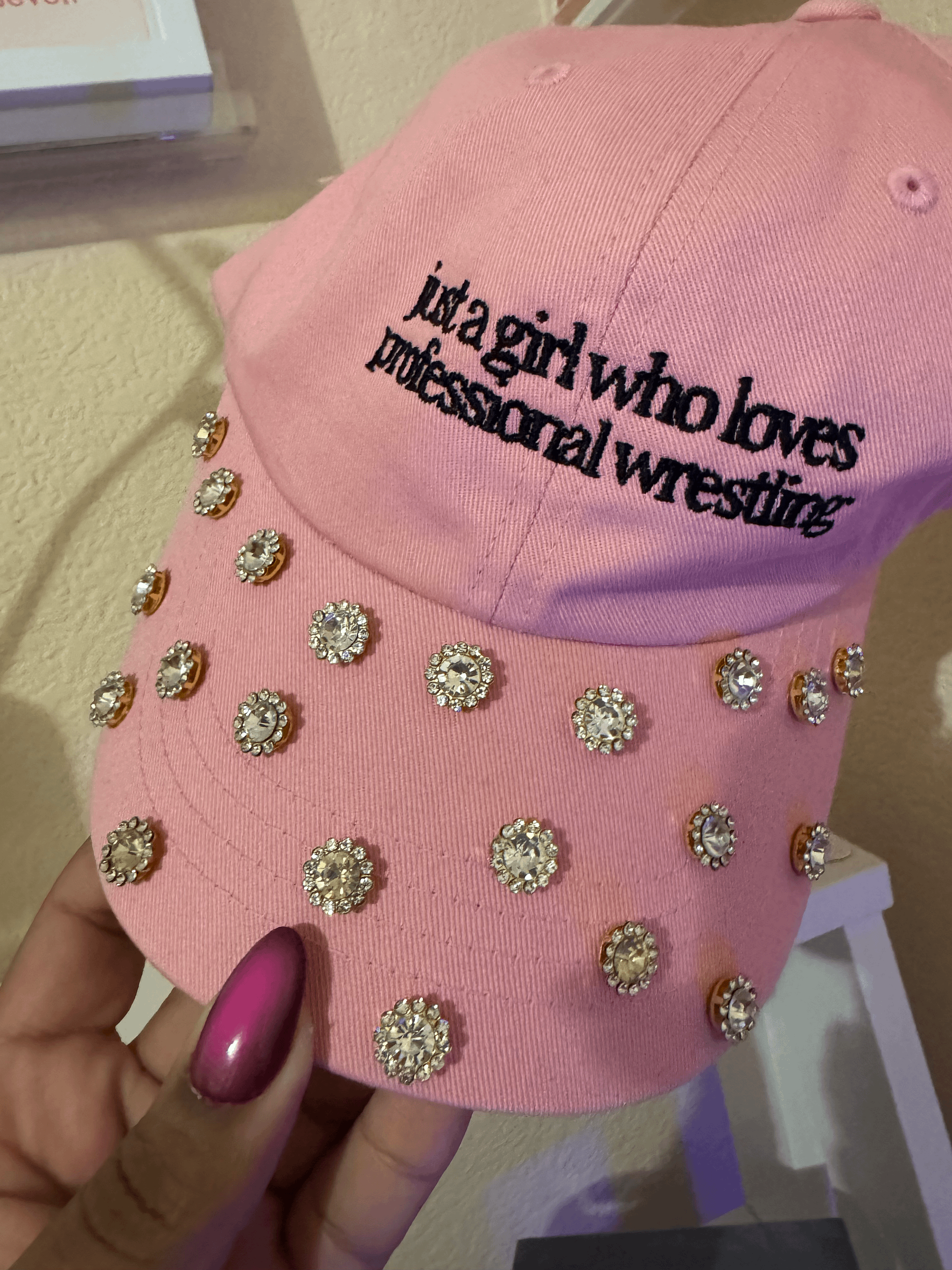 Just A (Wrestling) Girl Embroidered Rhinestoned Hat product image (2)