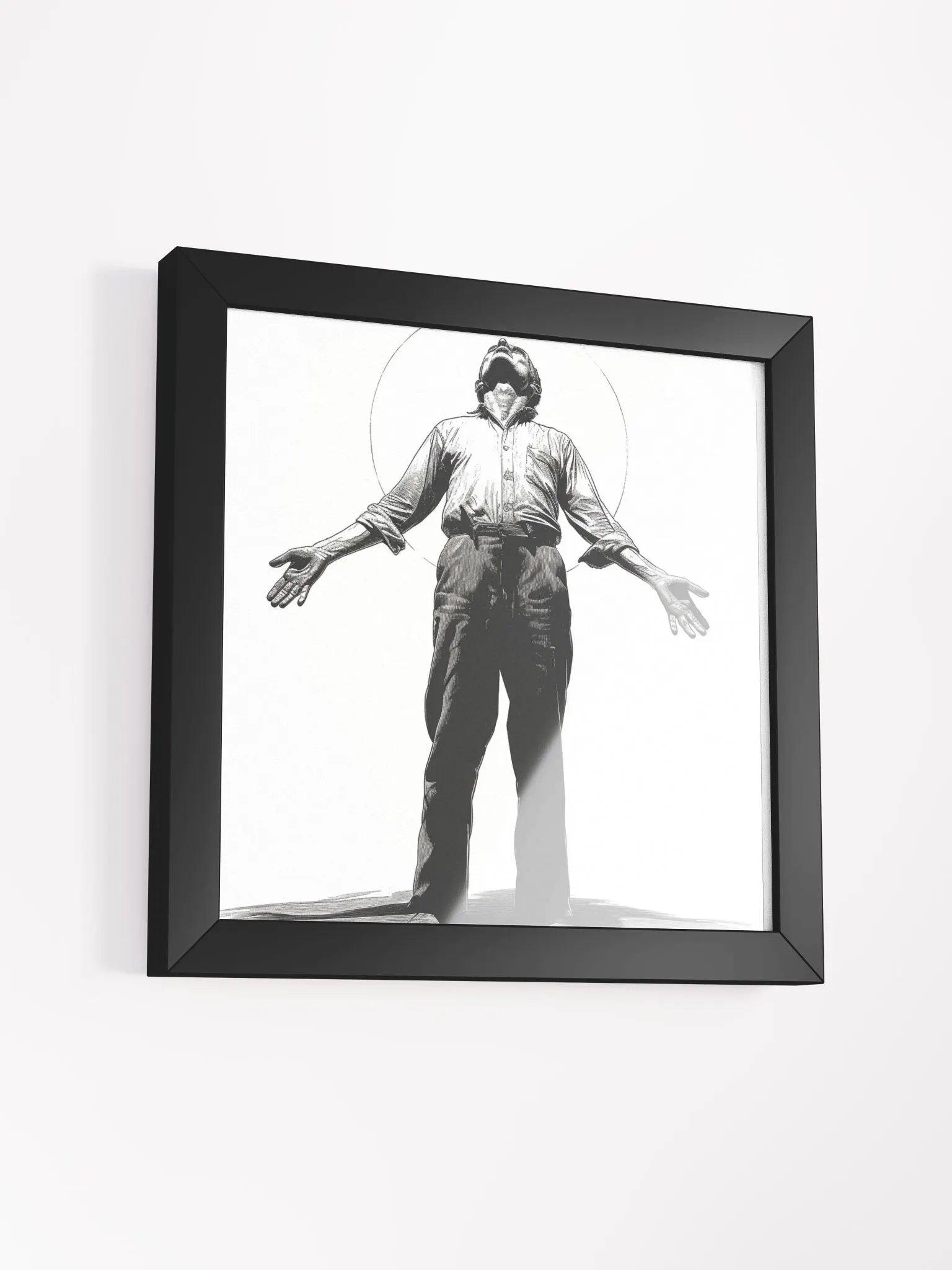 Black and White Drawing of Man Wall Art product image (25)