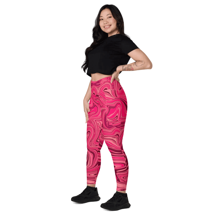 Leggings with Pockets - Shades of Magenta Pink Digital Fluid Art product image (1)