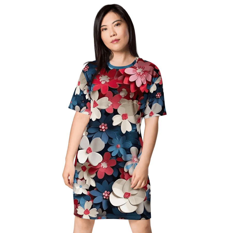 3D-Ditsy-Flowers-Seamless-Patterns T-shirt Dress - V11 product image (4)