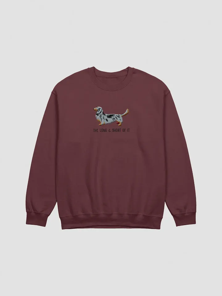 The Long & Short of It Sweatshirt (Embroidered) of a Longhaired Dachshund(Dapple) product image (2)