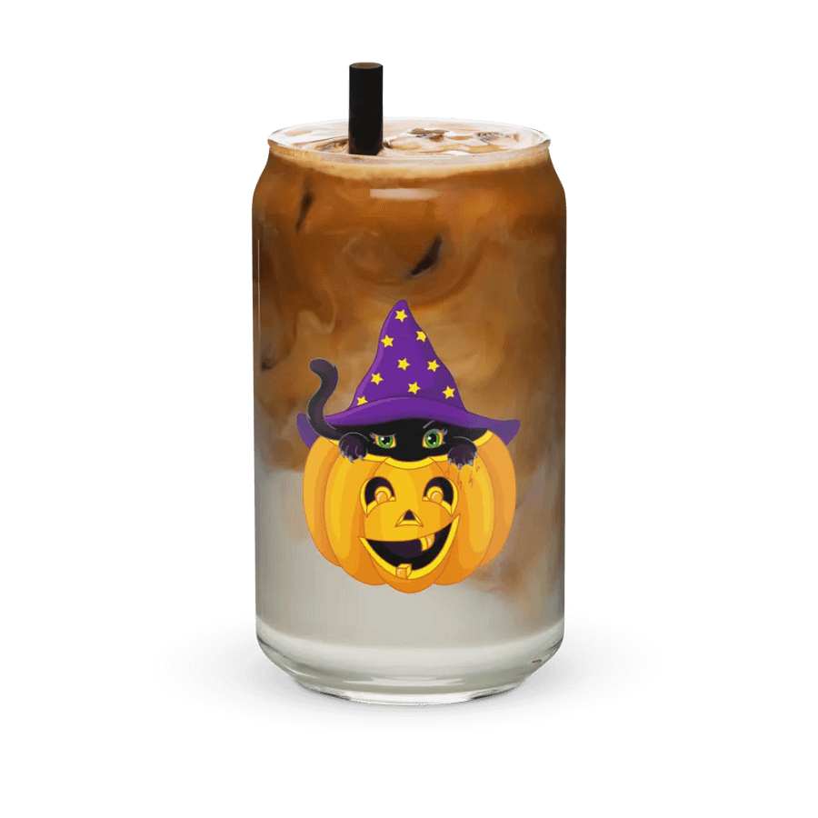 Whimsical Pumpkin Cat Can-Shaped Glass product image (36)