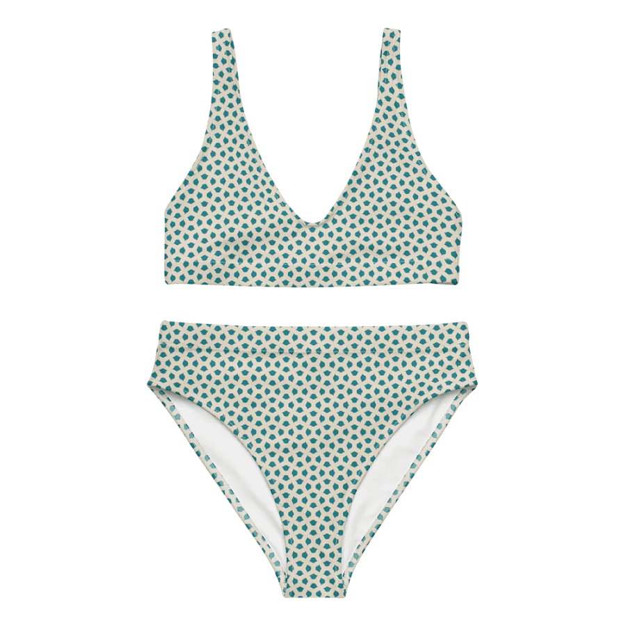 Blue leaves Hight Waisted Bikini product image (6)