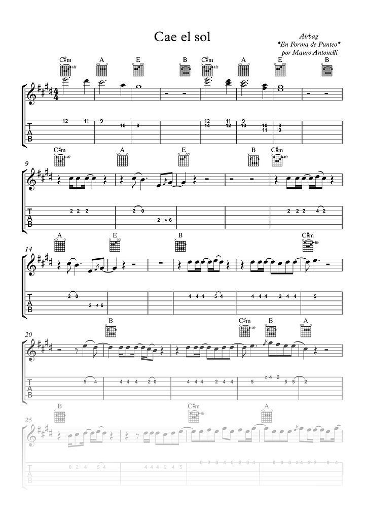 Cae el sol - Partitura + Tabs + Acordes + Pista product image (1)