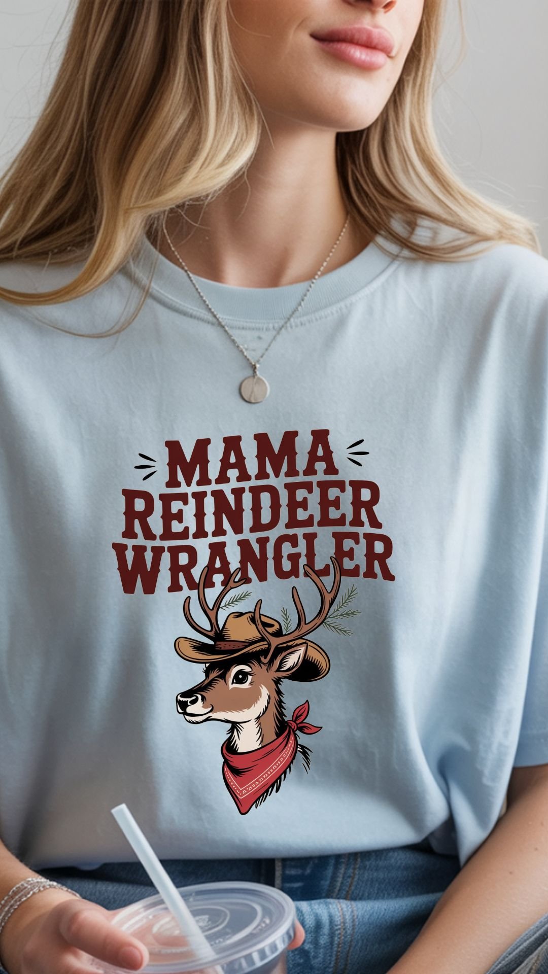 Mama Reindeer Wrangler T-Shirt | Reindeer Wrangler Shirt | Mama Christmas Tee | Christmas Gift Shirt for Moms | Christmas Reindeer Shirt product image (2)
