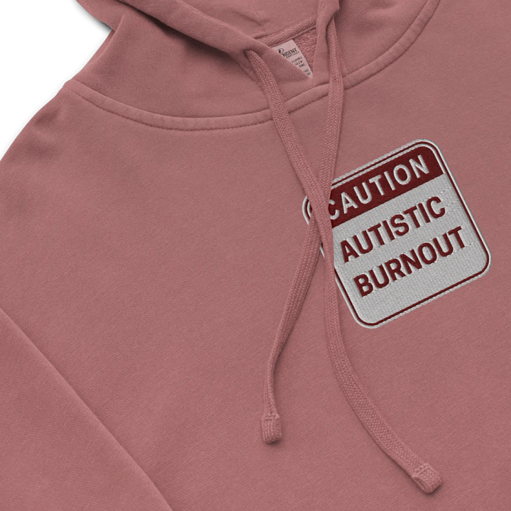 CAUTION: ASD BURNOUT embroidered pigment hoodie (maroon design) product image (1)