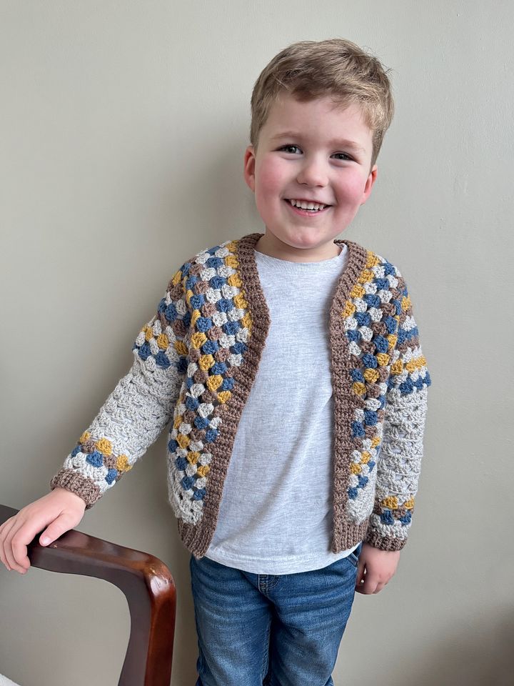 Granny Stitch Child Cardigan Crochet Pattern | Sizes Newborn to 10 Years | PDF Instant Download | Top Down Construction product image (1)