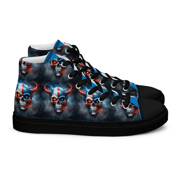 Red White and Blue Horned Skull Men's High Tops product image (2)