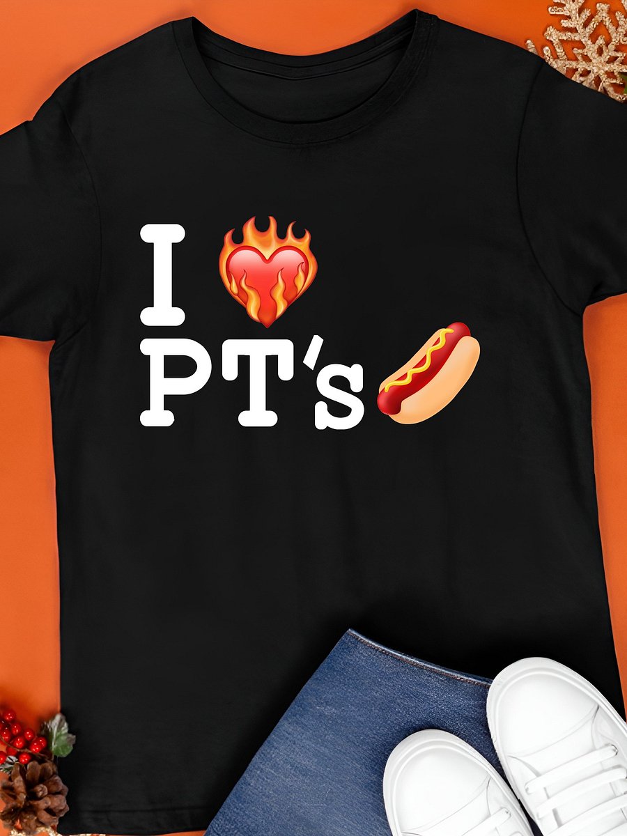 I Love Pt’s Hot Dog Heart Fire Shirt product image (1)