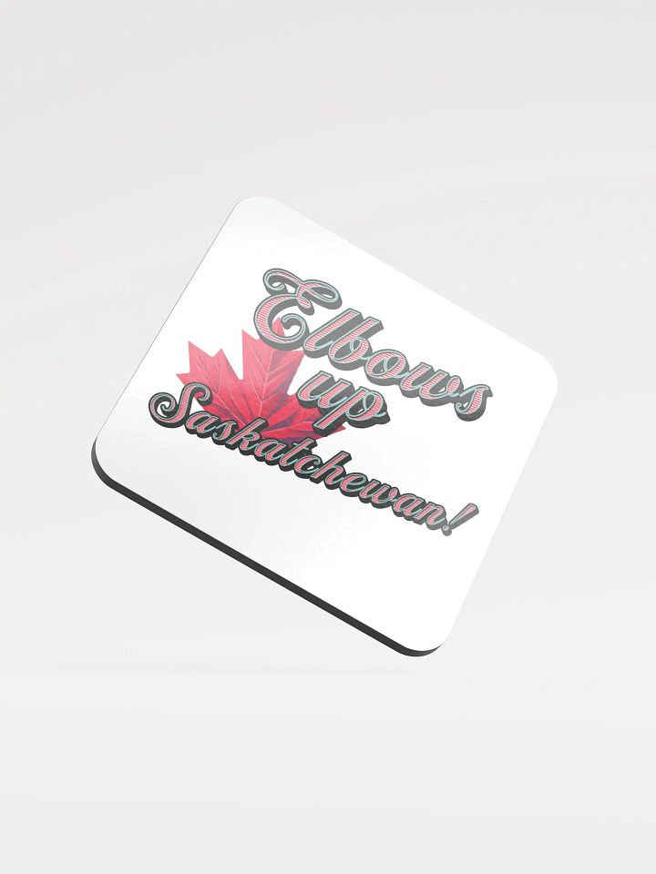 Elbows Up Maple Leaf Saskatchewan Canadian Pride Glossed Cork Coaster product image (2)