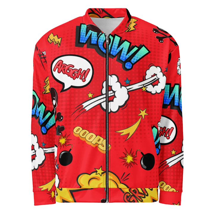 Red Comic Speech Bomer Jacket product image (1)