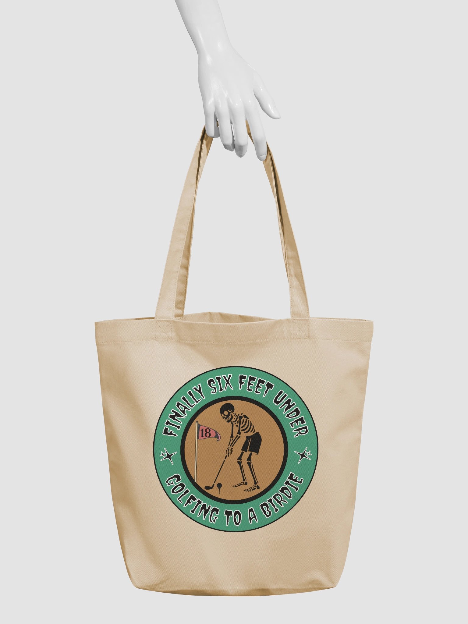 Finally Six Feet Under Golfing To A Birdie Eco-Friendly Skeleton Tote Bag product image (6)