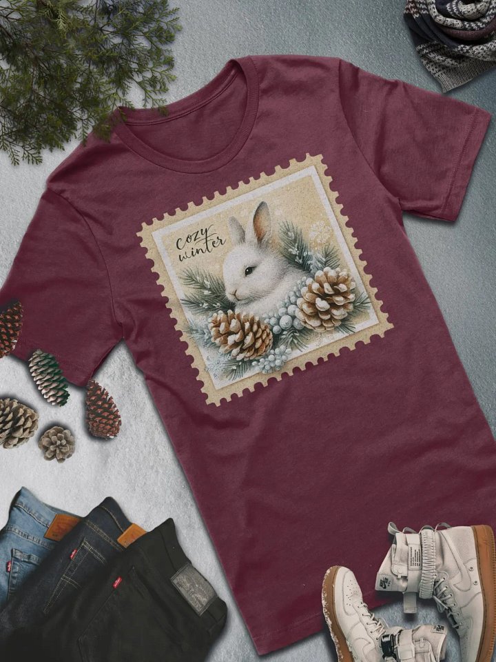 Cozy Winter Rabbit T-Shirt – Cute and Warm Winter Vibes product image (4)