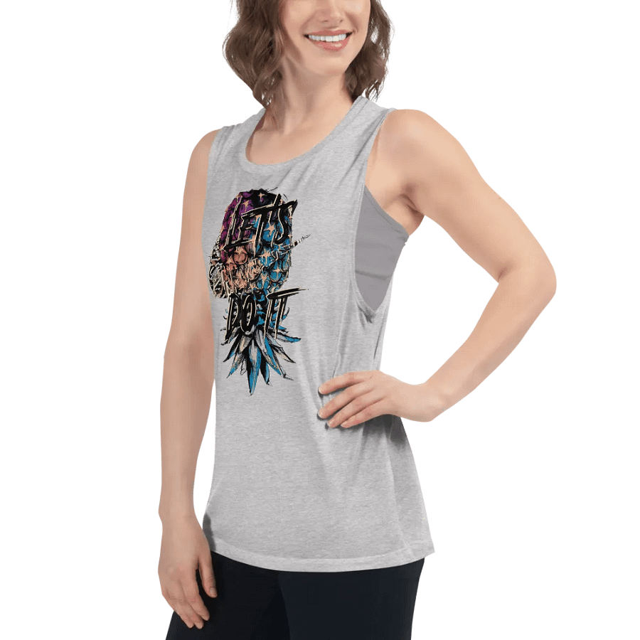 Let's Do It Swoosh Graffity Styled Upside-Down Pineapple flowy women's Tank Top product image (53)