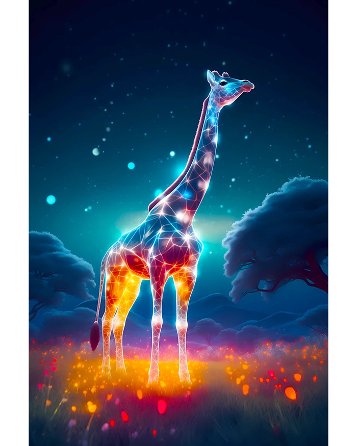 Celestial Giraffe: A Starry Animal Silhouette Against the Dark Night Matte Poster product image (1)