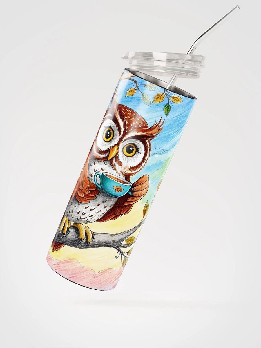 Morning Coffee Owl Stainless Steel Tumbler product image (3)