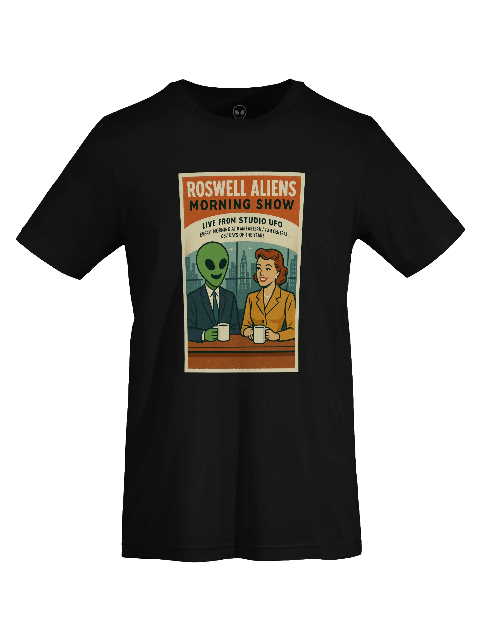 Studio UFO TV Anchorman Morning Show Roswell Aliens Retro 1950's Poster Unisex T-Shirt product image (7)