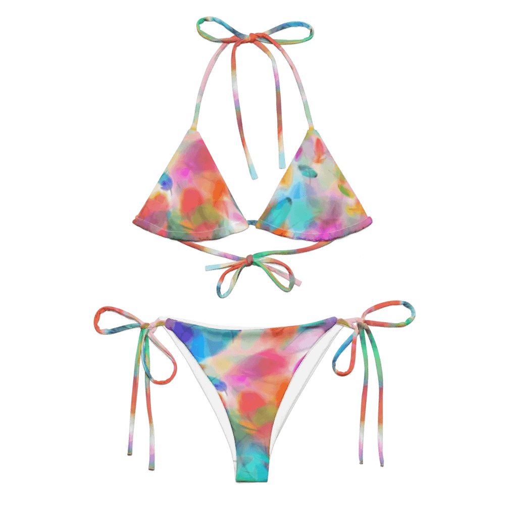 Colorful Feather Pattern Design String Bikini - v4 product image (1)
